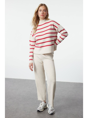 Trendyol Stone Striped Knitwear Top and Bottom Set with Trousers