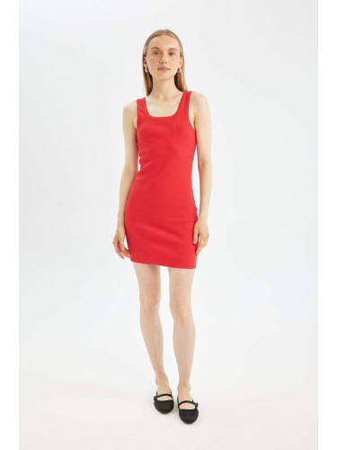 DEFACTO Cool Bodycon Basic Sleeveless Ribbed Camisole Mini Dress