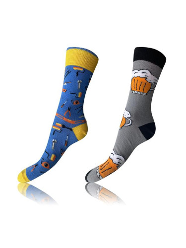 Bellinda 
CRAZY SOCKS 2x - Happy Socks 2 Pairs - Grey - Yellow - Blue