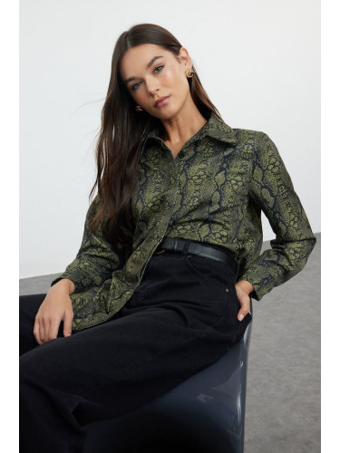 Trendyol Snake Patterned Satin Woven Shirt