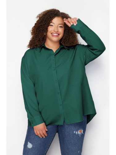 Trendyol Curve Emerald Green Woven Plus Size Shirt