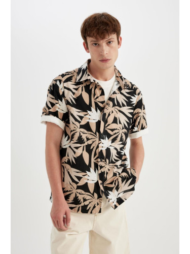 DEFACTO Regular Fit Hawaiian Printed Cotton Short Sleeve Shirt