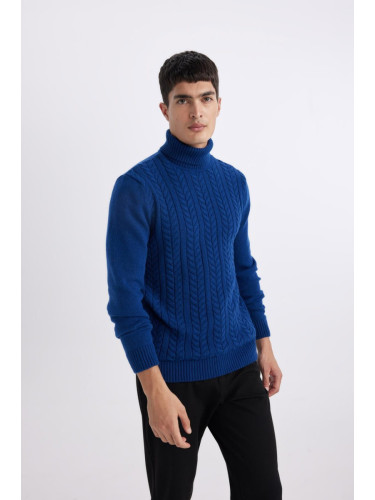 DEFACTO Standard Fit Regular Cut Knit Detailed Turtleneck Knitwear Sweater