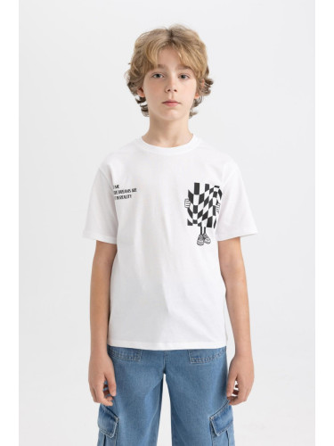 DEFACTO Boy's Crew Neck Printed Short Sleeve T-Shirt