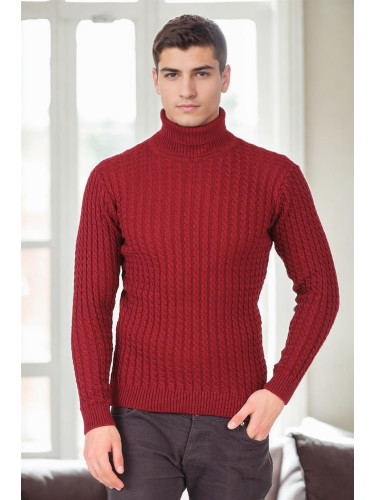 19295 Dewberry Turtleneck Mens Sweater-BURGUNDY