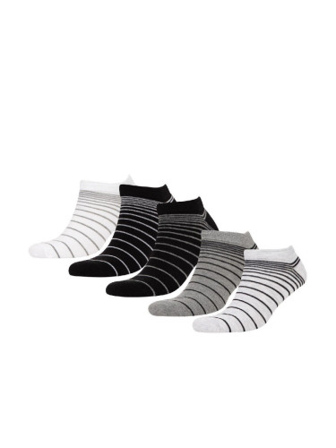 DEFACTO Men's 5-Pack Cotton Striped Ankle Socks