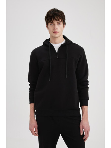 DEFACTO Comfort Regular Fit Half Zip Hooded Sweatshirt