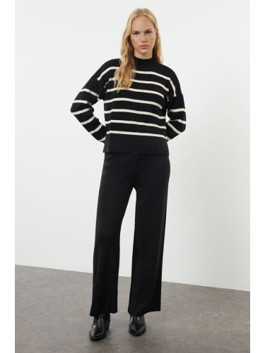 Trendyol Black Striped Knitted Trousers Bottom-Top Set