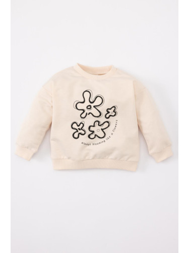 DEFACTO Baby Girl Crew Neck Floral Printed Sweatshirt