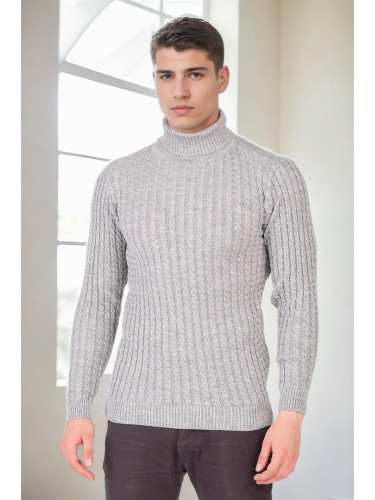 19295 Dewberry Turtleneck Mens Sweater-LIGHT GREY