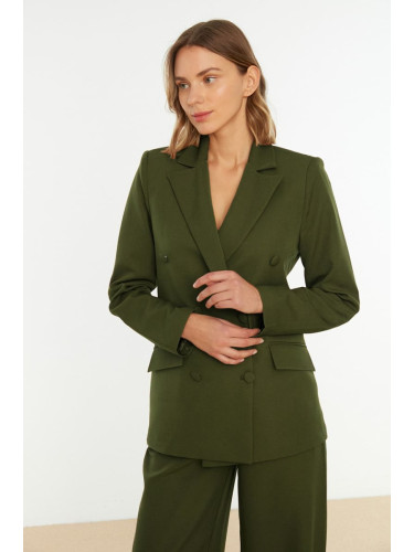 Trendyol Khaki Regular Lined Double Breasted Closure Woven Blazer Jacket