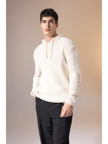 DEFACTO Relax Fit Hooded Knitted Sweater