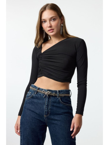 Trendyol Black Crop Knitted Blouse