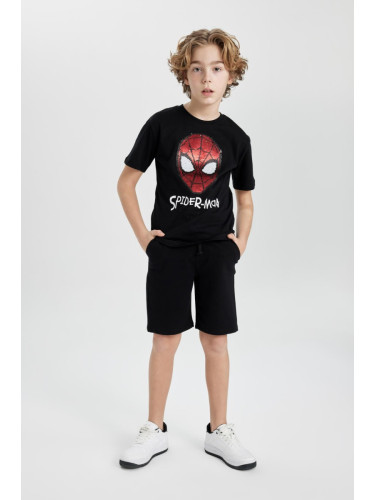 DEFACTO Boy's Marvel Spiderman Short Sleeve T-shirt Shorts 2-Piece Set