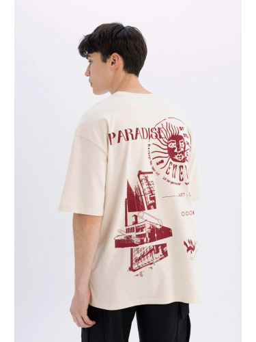 DEFACTO Oversize Fit Crew Neck Printed T-Shirt