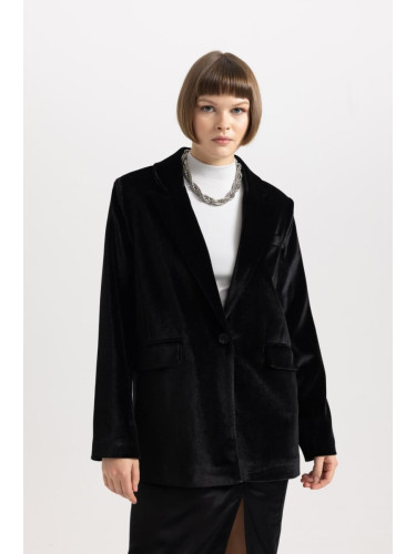 DEFACTO Oversize Fit Velvet Blazer Jacket