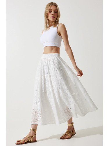 Happiness İstanbul Woman's White Scalloped Princess Skirt