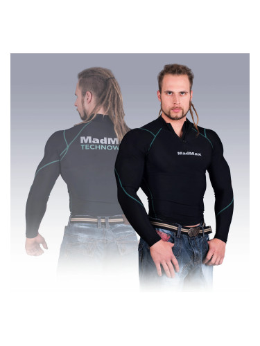 MadMax Compression Long Sleeve T-Shirt with Zipper MSW903 Black and Green XXL