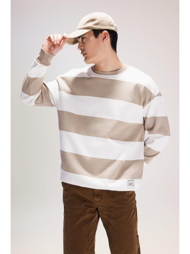 DEFACTO Boxy Fit Crew Neck Striped Sweatshirt