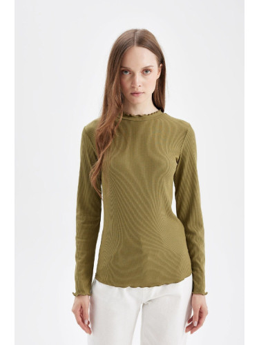 DEFACTO Half Turtleneck Ribbed Camisole Basic Plain Long Sleeve T-Shirt Tunic