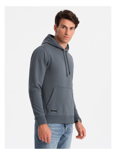 Ombre BASIC men's cotton kangaroo hooded sweatshirt - graphite