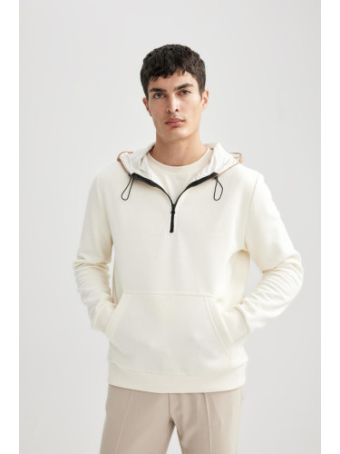 DEFACTO Modern Fit Hooded Half Zip Sweatshirt