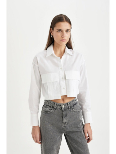 DEFACTO Crop Gabardine Long Sleeve Shirt