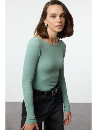 Trendyol Mint Backless Fitted Flexible Knitted Blouse