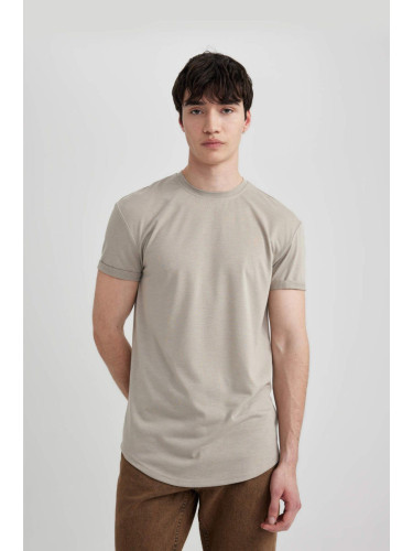 DEFACTO Long Muscle Fit Crew Neck Basic Short Sleeve T-Shirt