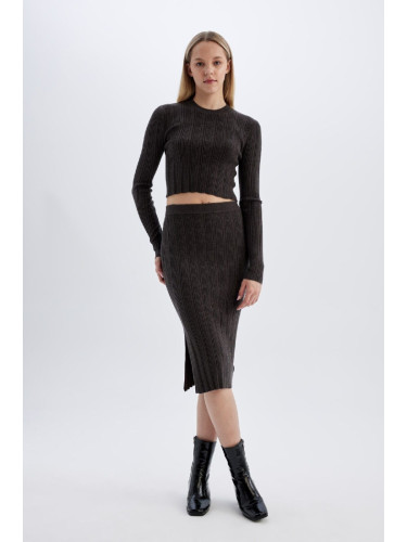 DEFACTO Cool Slim Fit Slit Knitwear Midi Skirt