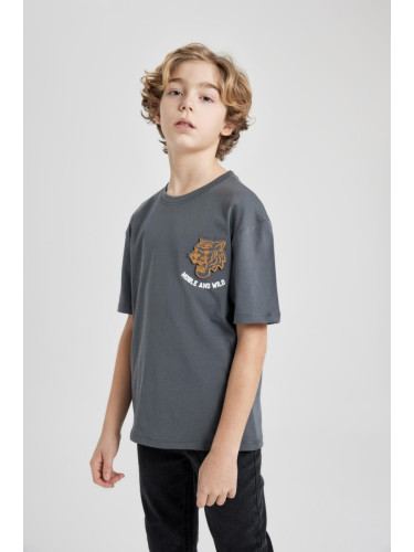 DEFACTO Boys Oversize Fit Crew Neck Printed Short Sleeve T-Shirt