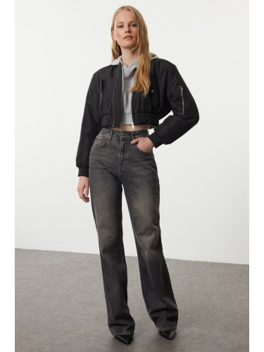 Trendyol Anthracite High Waist Wide Leg Jeans