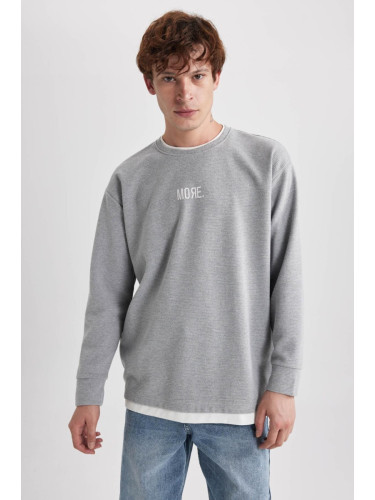 DEFACTO Oversize Fit Crew Neck Printed Sweatshirt