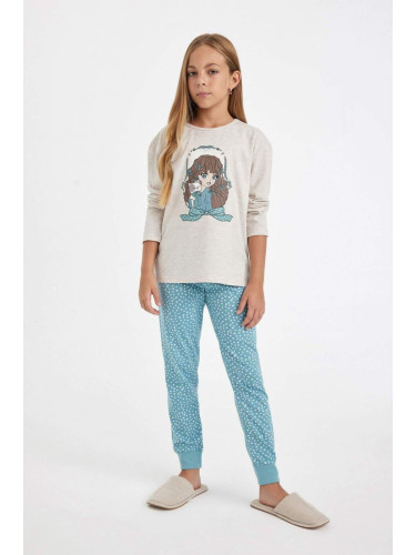 DEFACTO Girl Printed Long Sleeve Pajama Set