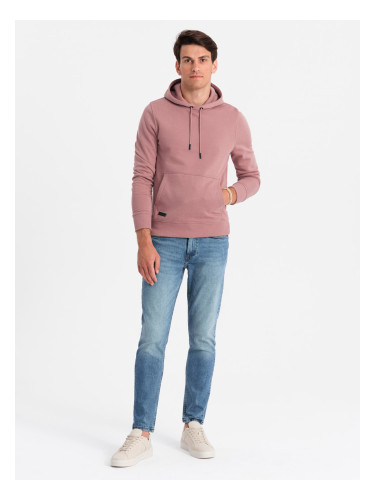 Ombre Men's BASIC cotton sweatshirt kangaroo hoodie - dark pink