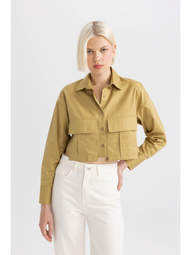 DEFACTO Crop Gabardine Long Sleeve Shirt