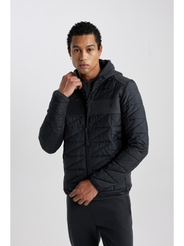 DEFACTO Fit Water Repellent Slim Fit Hooded Ribbed Coat