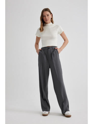 DEFACTO Wide Leg Pocket High Waist Wide Leg Darted Long Trousers