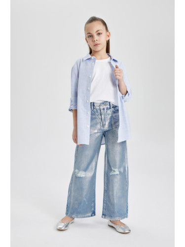 DEFACTO Girls Wide Leg Ripped Detail Wide Leg Jeans