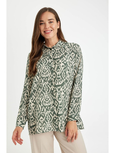 DEFACTO Loose Fit Patterned Long Sleeve Shirt Tunic