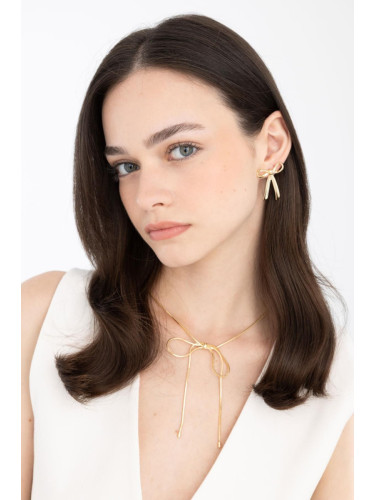 DEFACTO Women's Bow Gold Earrings