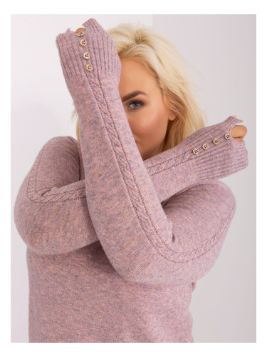 Plus size light pink sweater with cuffs