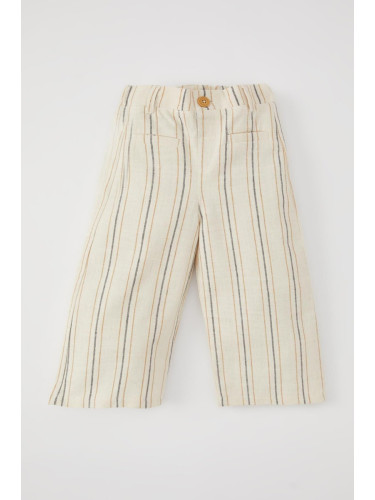 DEFACTO Baby Girl Wide Leg Striped Flamed Poplin Trousers