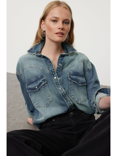 Trendyol Dark Blue Denim Shirt