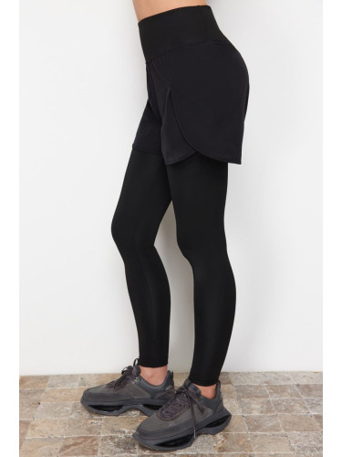 Trendyol Black 2-Layer Shorts Detailed Full Length Knitted Sports Leggings