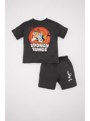 DEFACTO Baby Boy Looney Tunes Short Sleeve T-Shirt Shorts Combed Cotton 2-Piece Set