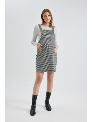 DEFACTO Regular Fit Patterned Maternity Mini Overall Dress