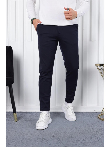 36197 Dewberry Ids Slim Fit Lycra Fabric Mens Trousers-NAVY