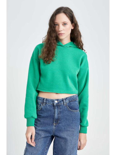 DEFACTO Hooded Basic Crop Sweatshirt