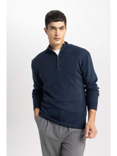 DEFACTO Standard Fit High Neck Zippered Sweater